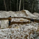 Utilisation d’une pompe à béton pour couler un escalier extérieur.